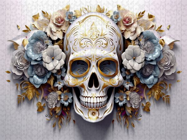 Produktbild: CALVENDO Puzzle Ein Motiv aus dem Kalender Skull Flower - Totenkopf ART | 1000 Teile Lege-Gr&ouml;&szlig;e 64x48cm Foto-Puzzle f&uuml;r gl&uuml;ckliche Stunden