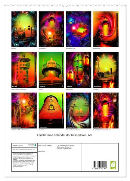 Produktbild: Leuchtt&uuml;rme Kalender der besonderen Art (hochwertiger Premium Wandkalender 2026 DIN A2 hoch), Kunstdruck in Hochglanz