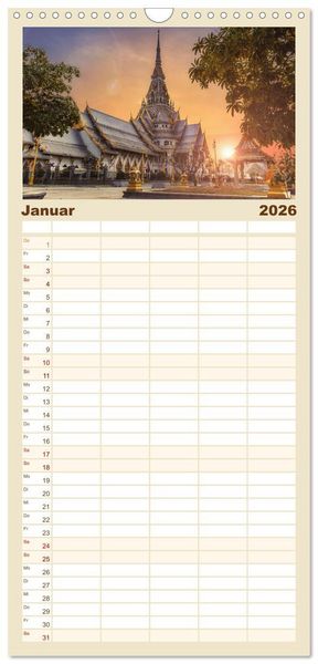 Produktbild: Familienplaner 2026 - Sehnsuchtsland Thailand mit 5 Spalten (Wandkalender, 21 x 45 cm) CALVENDO