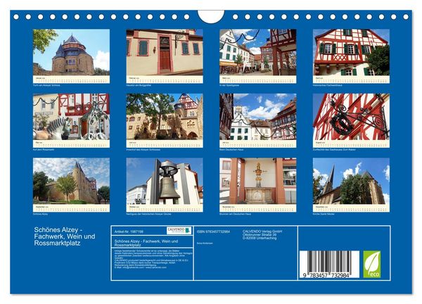 Produktbild: Sch&ouml;nes Alzey - Fachwerk, Wein und Rossmarktplatz (Wandkalender 2026 DIN A4 quer), CALVENDO Monatskalender