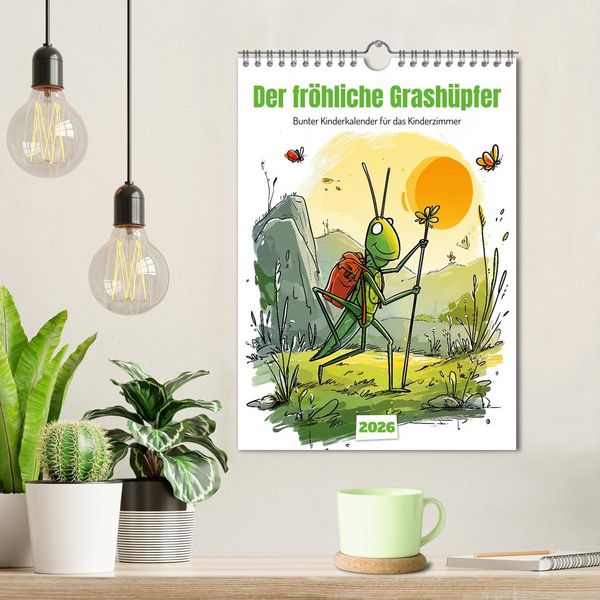 Produktbild: Der fr&ouml;hliche Grash&uuml;pfer - bunter Kinderkalender f&uuml;r das Kinderzimmer (Wandkalender 2026 DIN A4 hoch), CALVENDO Monatskalender