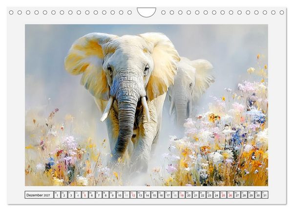 Produktbild: Elefanten. Graue Riesenbabys im Grasland (Wandkalender 2027 DIN A4 quer), CALVENDO Monatskalender