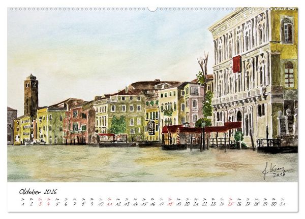 Produktbild: Venedig in stillen Aquarellen (Wandkalender 2026 DIN A2 quer), CALVENDO Monatskalender