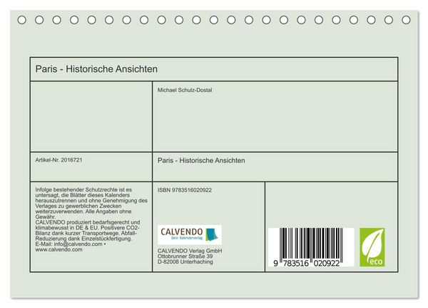 Produktbild: Paris - Historische Ansichten (Tischkalender 2026 DIN A5 quer), CALVENDO Monatskalender
