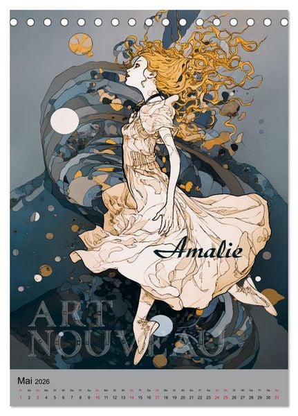 Produktbild: Art Nouveau - Galerie der Sch&ouml;nheiten (Tischkalender 2026 DIN A5 hoch), CALVENDO Monatskalender