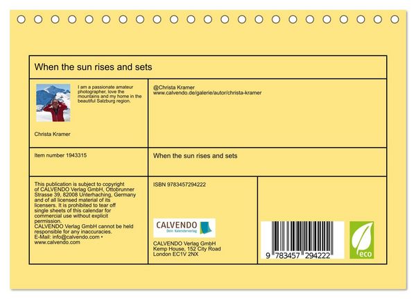 Produktbild: When the sun rises and sets (Desk Calendar 2026 DIN A5 landscape), CALVENDO 12 Month DeskCalendar