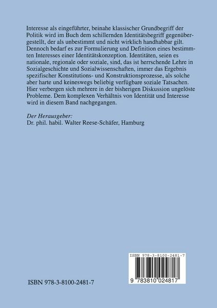 Produktbild: Identit&auml;t und Interesse