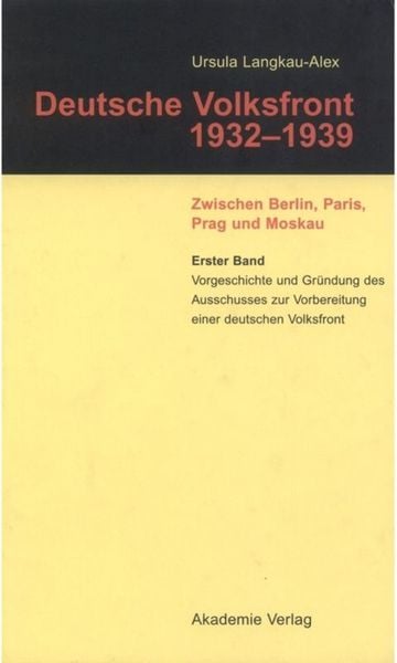 Produktbild: Vorgeschichte und Gr&uuml;ndung des Ausschusses zur Vorbereitung einer deutschen Volksfront