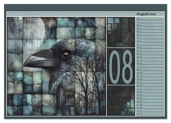 Produktbild: Kr&auml;hen. Verborgene Farbnuancen. Kunst. (Wandkalender 2026 DIN A2 quer), CALVENDO Monatskalender