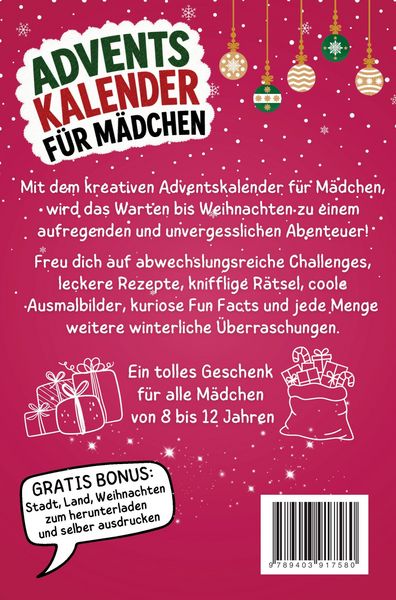 Produktbild: Adventskalender f&uuml;r M&auml;dchen von 8-12 Jahren