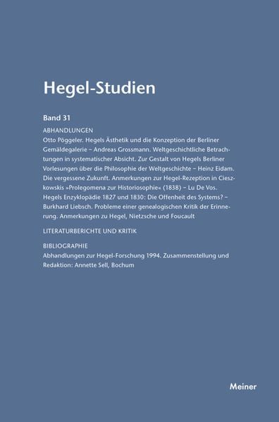 Produktbild: Hegel-Studien Band 31