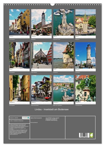 Produktbild: Lindau - Inselstadt am Bodensee (Wandkalender 2026 DIN A2 hoch), CALVENDO Monatskalender