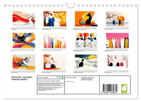 Produktbild: Schnurren, Springen, Streiche spielen (Wandkalender 2026 DIN A4 quer), CALVENDO Monatskalender