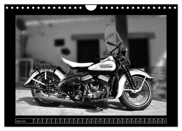 Produktbild: Harley Davidson WLA 750 in Schwarzweiss (Wandkalender 2026 DIN A4 quer), CALVENDO Monatskalender