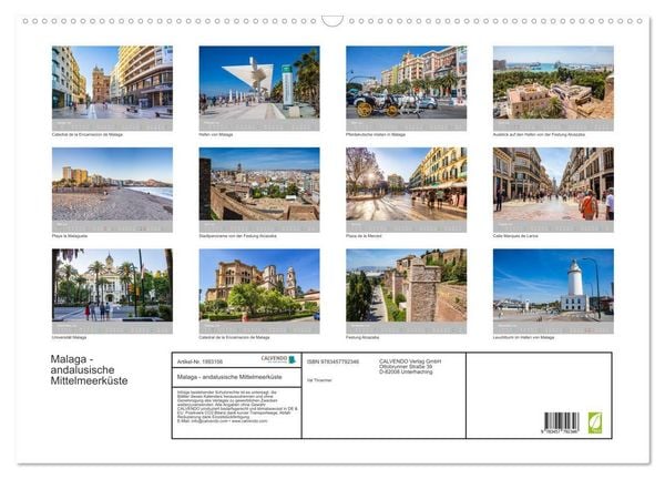 Produktbild: Malaga - andalusische Mittelmeerk&uuml;ste (Wandkalender 2026 DIN A2 quer), CALVENDO Monatskalender