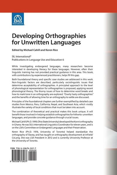 Produktbild: Developing Orthographies for Unwritten Languages