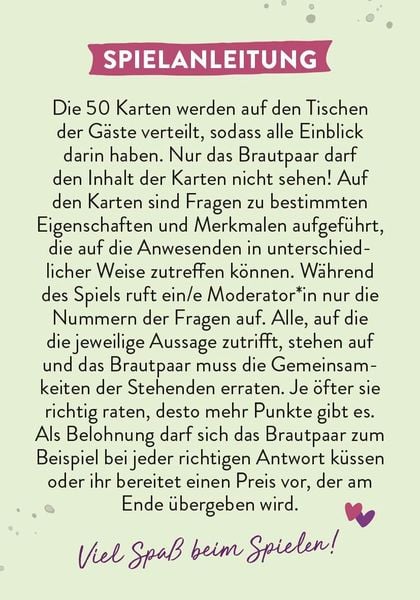 Produktbild: Wie gut kennt ihr eure G&auml;ste? Das Partyspiel f&uuml;r die Hochzeit
