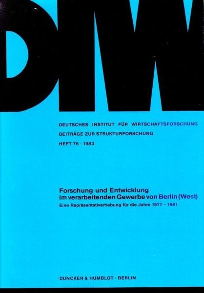 Produktbild: Forschung und Entwicklung im verarbeitenden Gewerbe von Berlin (West).