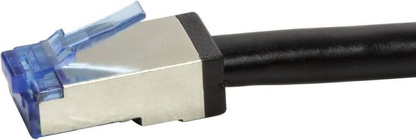 Produktbild: LogiLink CQ7093S RJ45 Patchkabel CAT 6a S/FTP 10.00 m Schwarz Geschirmt, UV-Best&auml;ndig, &Ouml;lbest&auml;ndig 1 St.