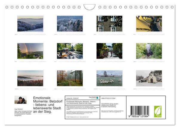 Produktbild: Emotionale Momente: Betzdorf - liebens- und lebenswerte Stadt an der Sieg. (Wandkalender 2026 DIN A4 quer), CALVENDO Monatskalender