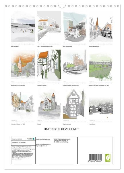 Produktbild: HATTINGEN GEZEICHNET (Wandkalender 2026 DIN A3 hoch), CALVENDO Monatskalender