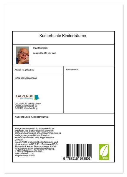 Produktbild: Kunterbunte Kindertr&auml;ume (Tischkalender 2026 DIN A5 hoch), CALVENDO Monatskalender