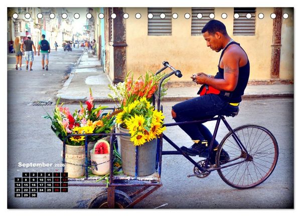 Produktbild: Bl&uuml;hendes Havanna - Blumenh&auml;ndler in der kubanischen Hauptstadt (Tischkalender 2026 DIN A5 quer), CALVENDO Monatskalender