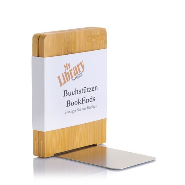 Produktbild: MyLibrary Buchst&uuml;tzen 2er-Set &ndash; Holz & Edelstahl