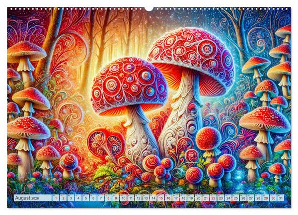 Produktbild: Psychedelische Pilze - Die bunte Welt der magischen Pilze (Wandkalender 2026 DIN A2 quer), CALVENDO Monatskalender