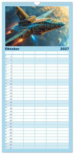 Produktbild: Familienplaner 2027 - Raumschiffe - Im Universum durch Raum und Zeit mit 5 Spalten (Wandkalender, 21 x 45 cm) CALVENDO