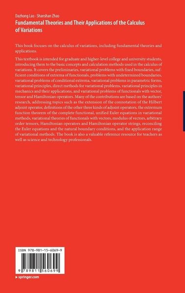 Produktbild: Fundamental Theories and Their Applications of the Calculus of Variations