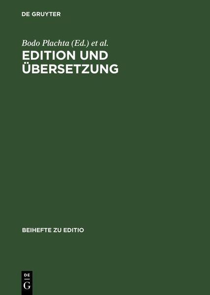 Produktbild: Edition und &Uuml;bersetzung