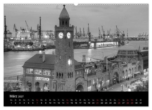 Produktbild: Hamburg monochrome Impressionen (hochwertiger Premium Wandkalender 2027 DIN A2 quer), Kunstdruck in Hochglanz