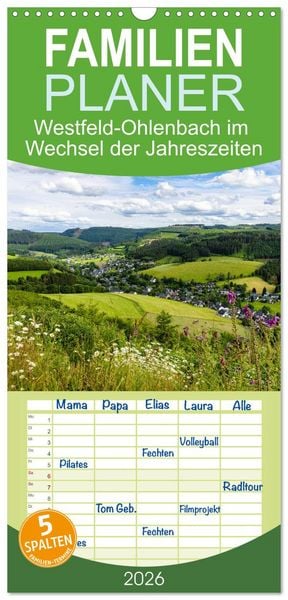 Produktbild: Familienplaner 2026 - Westfeld-Ohlenbach im Wechsel der Jahreszeiten mit 5 Spalten (Wandkalender, 21 x 45 cm) CALVENDO