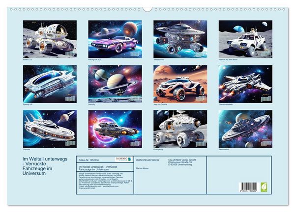 Produktbild: Im Weltall unterwegs - Verr&uuml;ckte Fahrzeuge im Universum (Wandkalender 2026 DIN A2 quer), CALVENDO Monatskalender