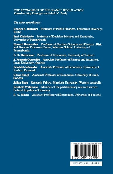 Produktbild: The Economics of Insurance Regulation