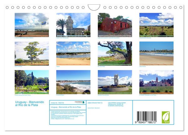 Produktbild: Uruguay - Bienvenido al R&iacute;o de la Plata (Wandkalender 2026 DIN A4 quer), CALVENDO Monatskalender