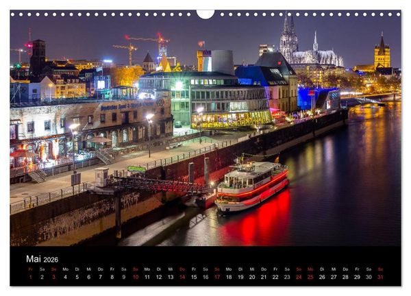 Produktbild: K&ouml;ln Impressionen bei Nacht (Wandkalender 2026 DIN A3 quer), CALVENDO Monatskalender