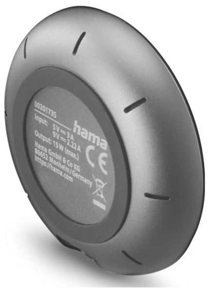 Produktbild: Hama Induktions-Ladeger&auml;t 15W 00201735 Ausg&auml;nge Induktionslade-Standard Schwarz