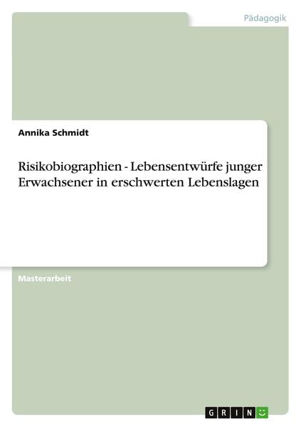 Risikobiographien - Lebensentwürfe junger Erwachsener in erschwerten Lebenslagen, Taschenbuch von Annika Schmidt, GRIN, 9783640467594