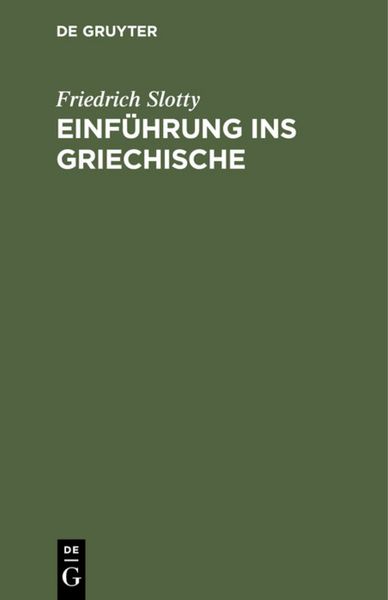 Produktbild: Einf&uuml;hrung ins Griechische