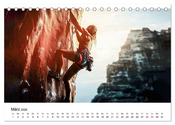Produktbild: Klettern - die H&ouml;henangst &uuml;berwinden (Tischkalender 2026 DIN A5 quer), CALVENDO Monatskalender
