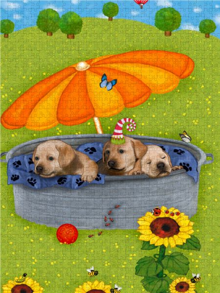 Produktbild: CALVENDO Puzzle Meine Welpen Tim, Tom und Teddy | 2000 Teile Lege-Gr&ouml;&szlig;e 90x67cm Foto-Puzzle f&uuml;r gl&uuml;ckliche Stunden