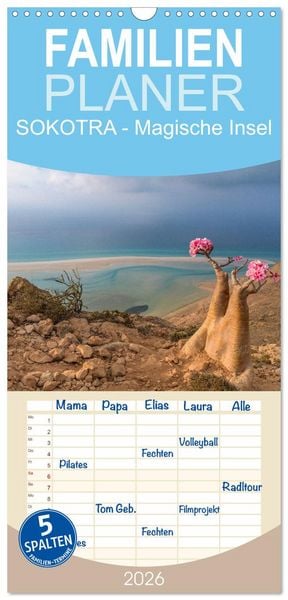 Produktbild: Familienplaner 2026 - SOKOTRA - Magische Insel mit 5 Spalten (Wandkalender, 21 x 45 cm) CALVENDO