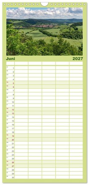 Produktbild: Familienplaner 2027 - Deutsche Bundesl&auml;nder - Th&uuml;ringen mit 5 Spalten (Wandkalender, 21 x 45 cm) CALVENDO
