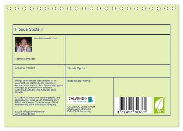Produktbild: Florida Spots II (Tischkalender 2026 DIN A5 quer), CALVENDO Monatskalender