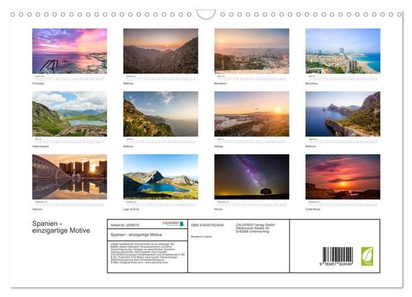 Produktbild: Spanien - einzigartige Motive (Wandkalender 2026 DIN A3 quer), CALVENDO Monatskalender