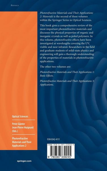 Produktbild: Photorefractive Materials and Their Applications 2