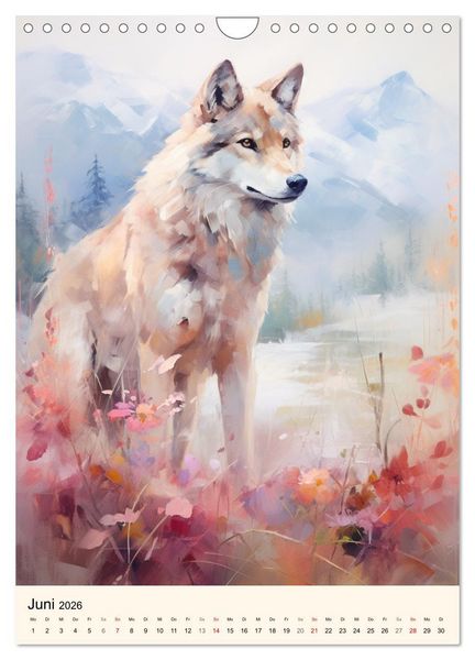 Produktbild: W&ouml;lfe. Zarte Aquarelle von beeindruckenden Tieren (Wandkalender 2026 DIN A4 hoch), CALVENDO Monatskalender