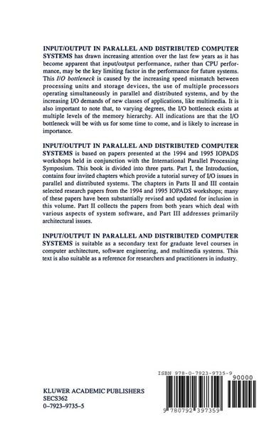 Produktbild: Input/Output in Parallel and Distributed Computer Systems